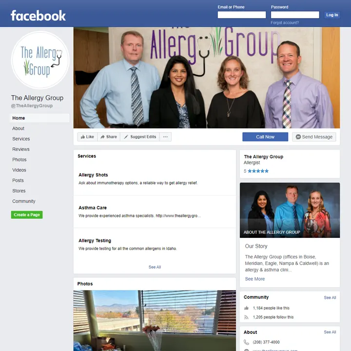 The Allergy Group Facebook preview webmarkets Social Media Management