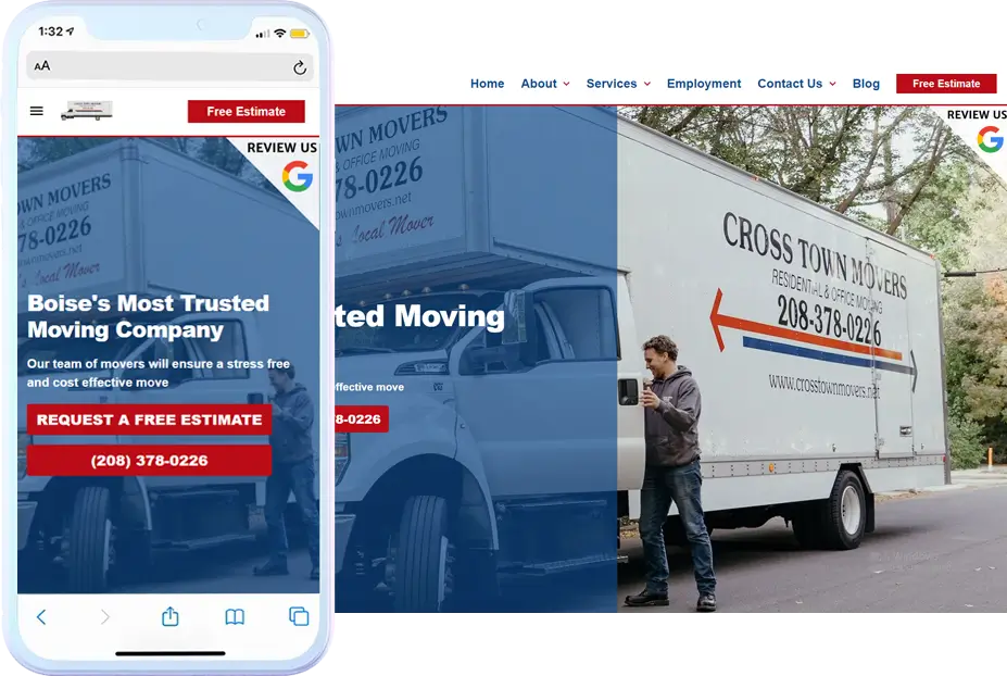 Cross Town Movers Web Design Page