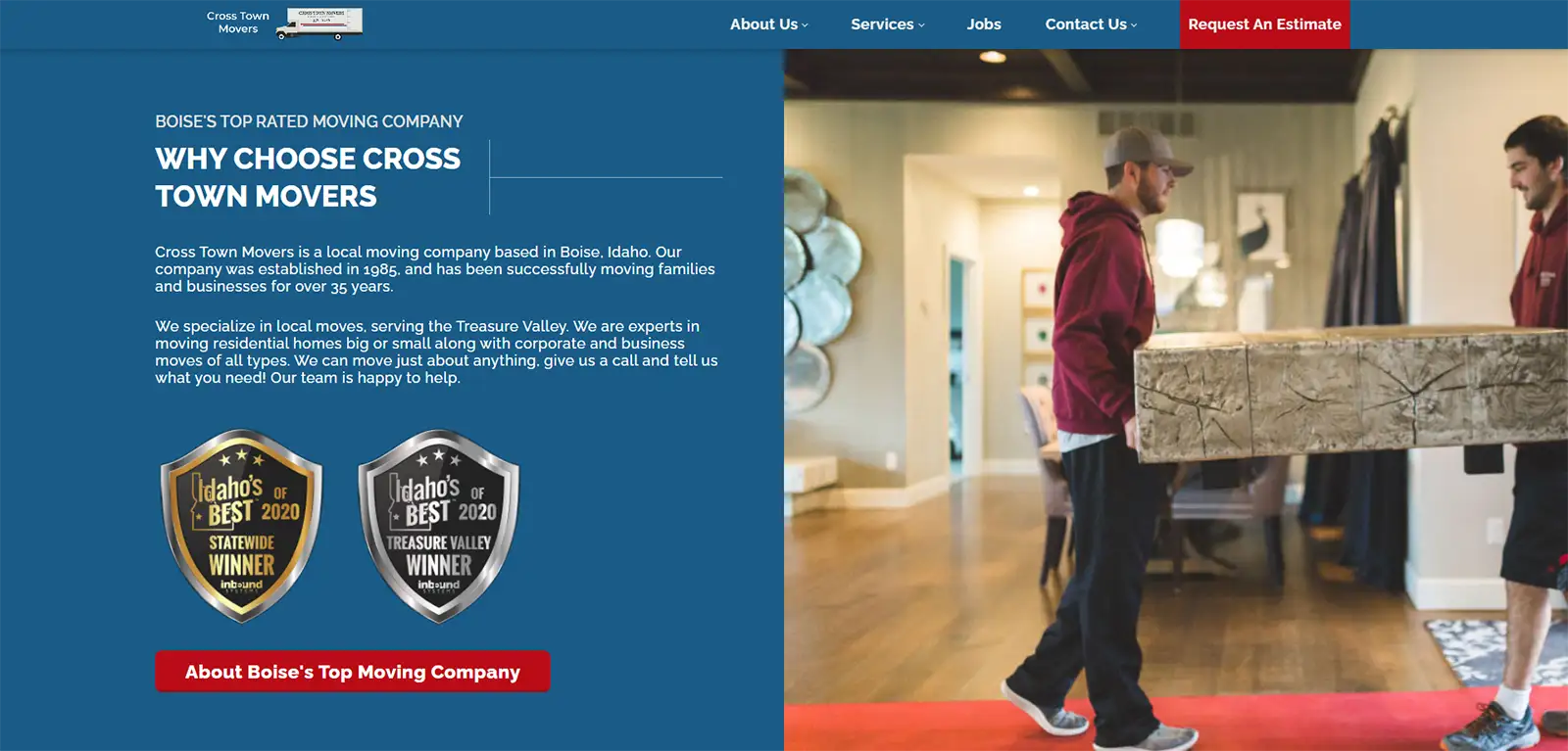 Cross Town Movers Web Design Page