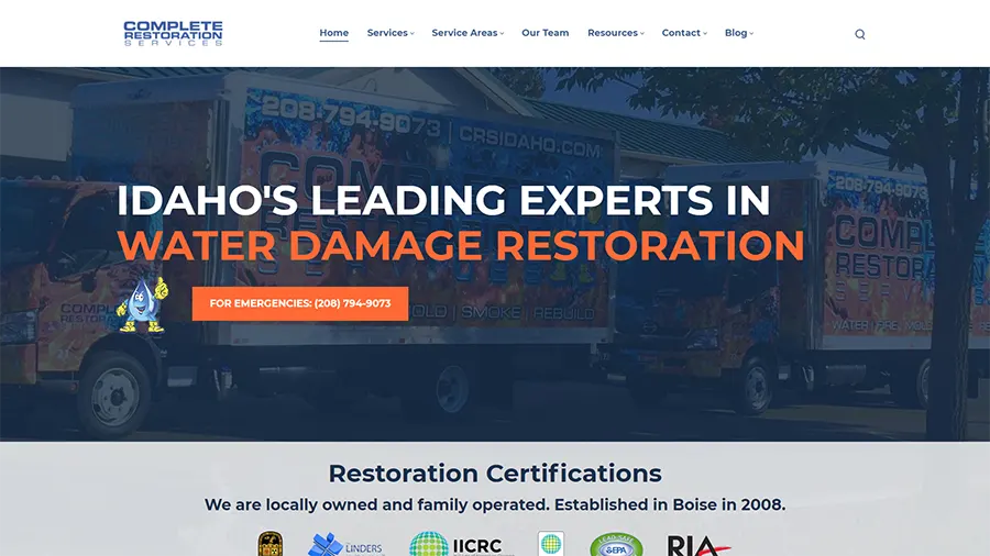 Complete Restoration Services Website Design