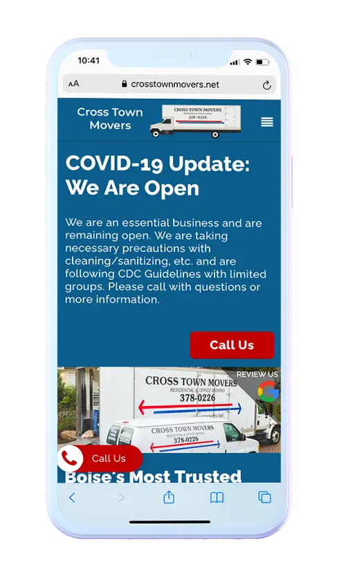 Cross Town Movers Website webmarkets web design