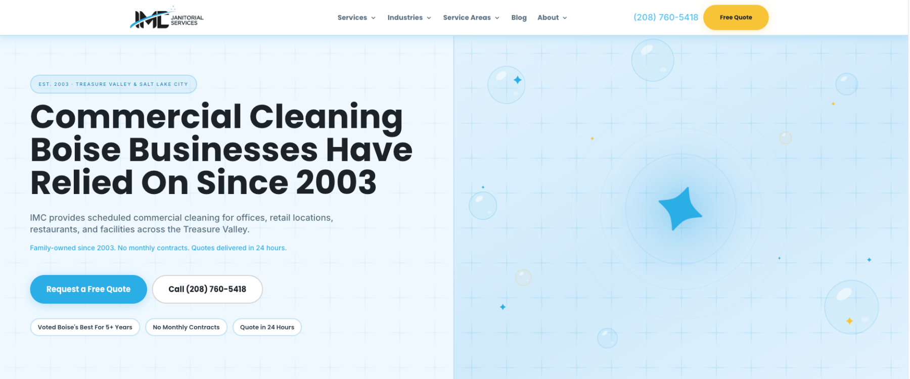 IMC cleaning website designed by WebMarkets